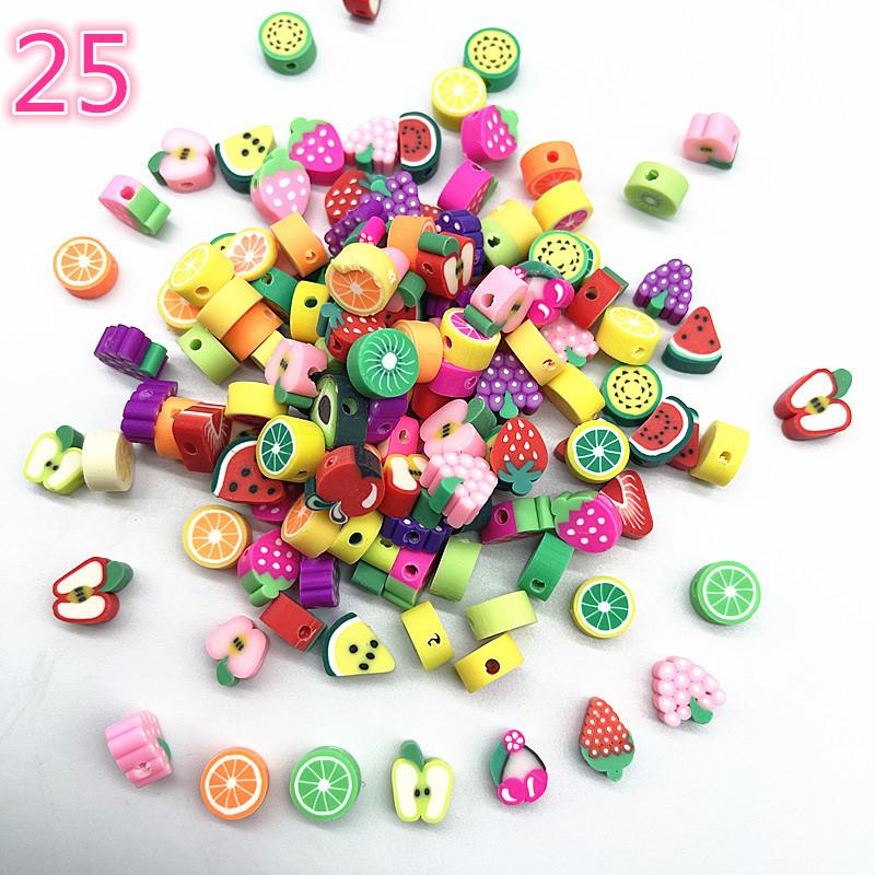 30pcs 10mm Heart Shape Fruit Beads Polymer Clay Beads Spacer Loose Beads for Jewelry Making DIY Bracelet Earring