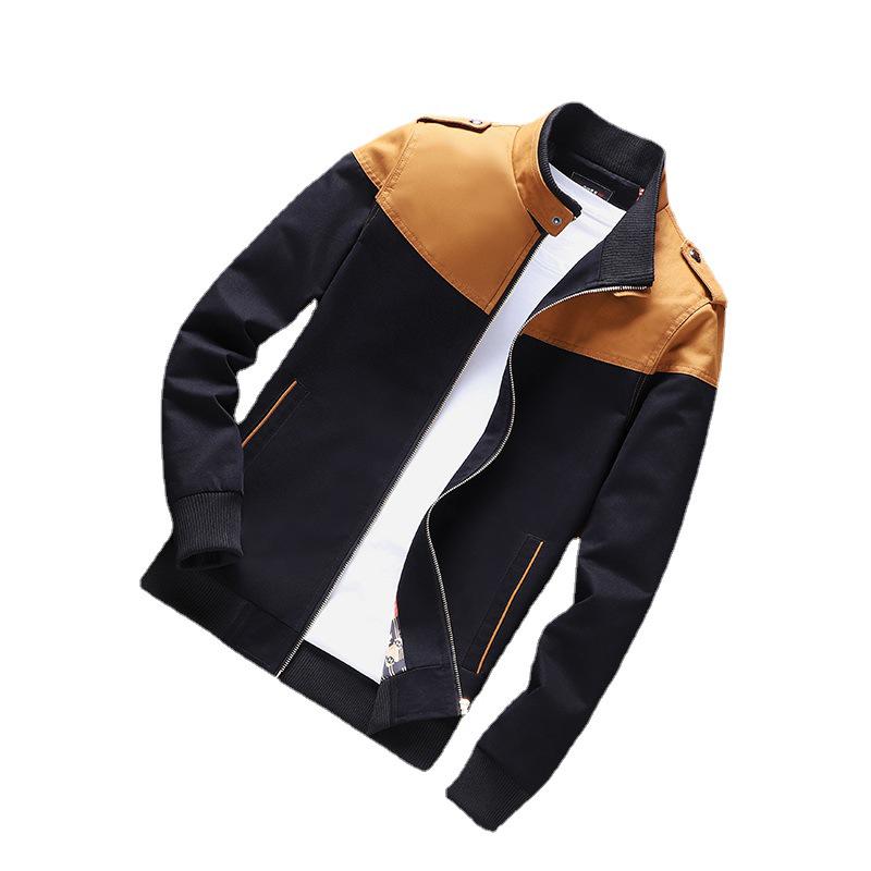 Men's Autumn/Winter Stand-Up Collar Color-Block Business Casual Jacket