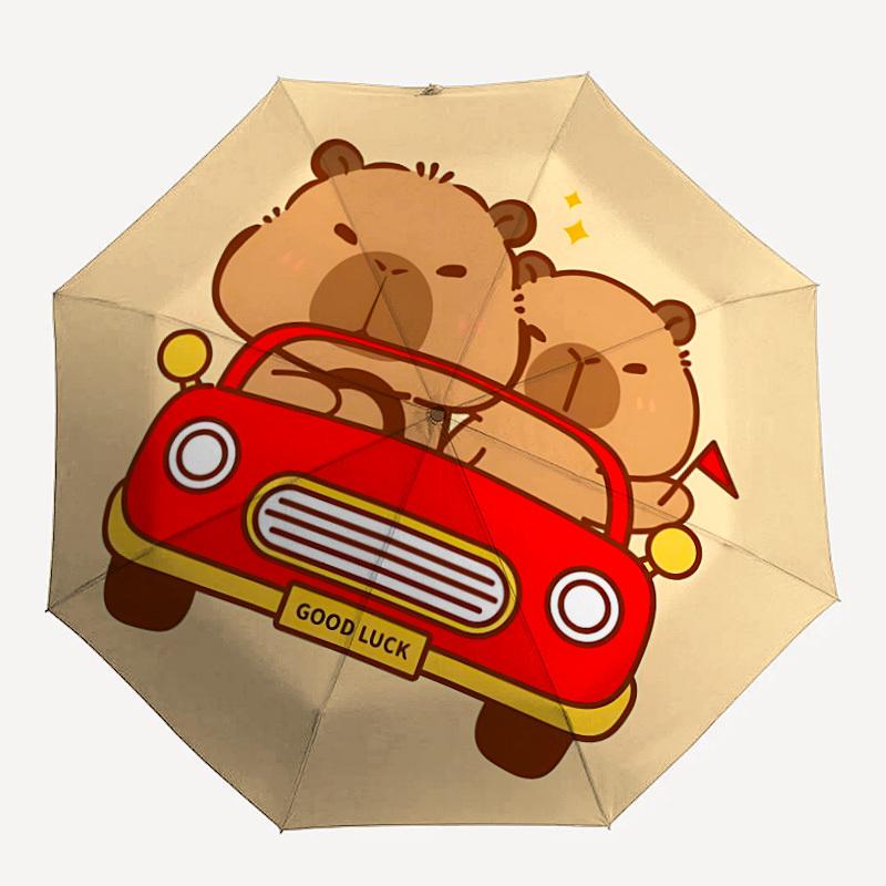 

1pc Cartoon Capybara, Red Car Umbrella - Portable Home Essential, Durable Iron Frame with Rod Structure, Fashion Lovers y250910099