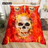 Skull Bedding Duvet Cover Set, White and Black Boho Gothic Skull Skeleton Bones Theme Bed Comforter Cover for Adults Decor