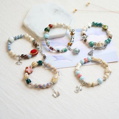 Vente directe d'origine bracelet en céramique de Jingdezhen style ancien original perlé style national frais populaire tissé nouveau bracelet chinois