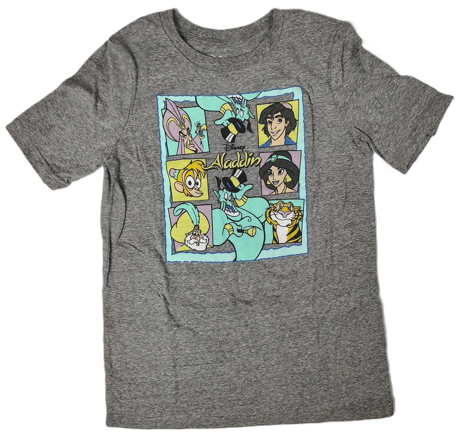 Disney Aladdin Jasmine Genie Abu Rajah Abu Group Graphic T-Shirt Gray 100