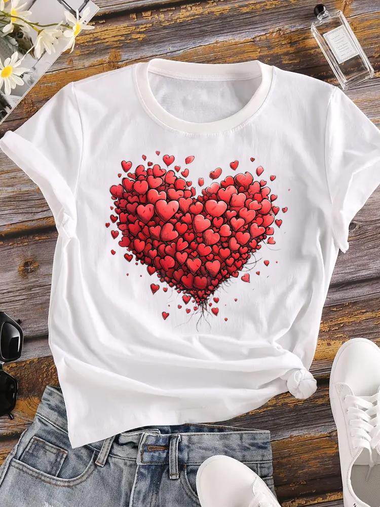 (Asian Size) T Shirt Printed Women Tee Clothing Casual Fashion Lady feather trend 90s Female Top Graphic Short Sleeve T-shirts