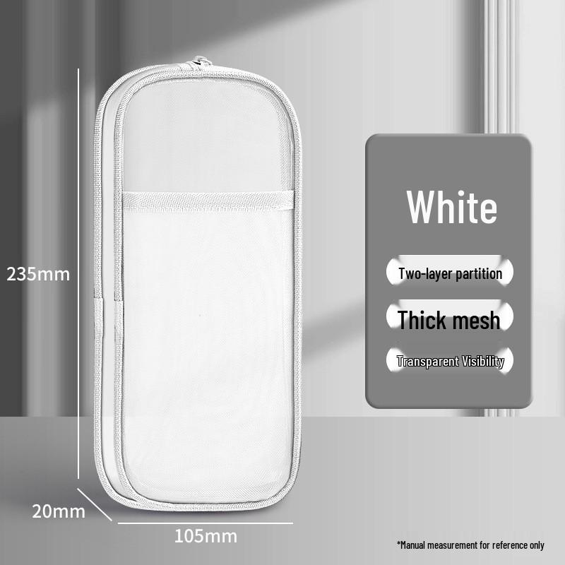 Double-Layer Mesh Transparent Pencil Case - Portable Large Capacity Stationery Box