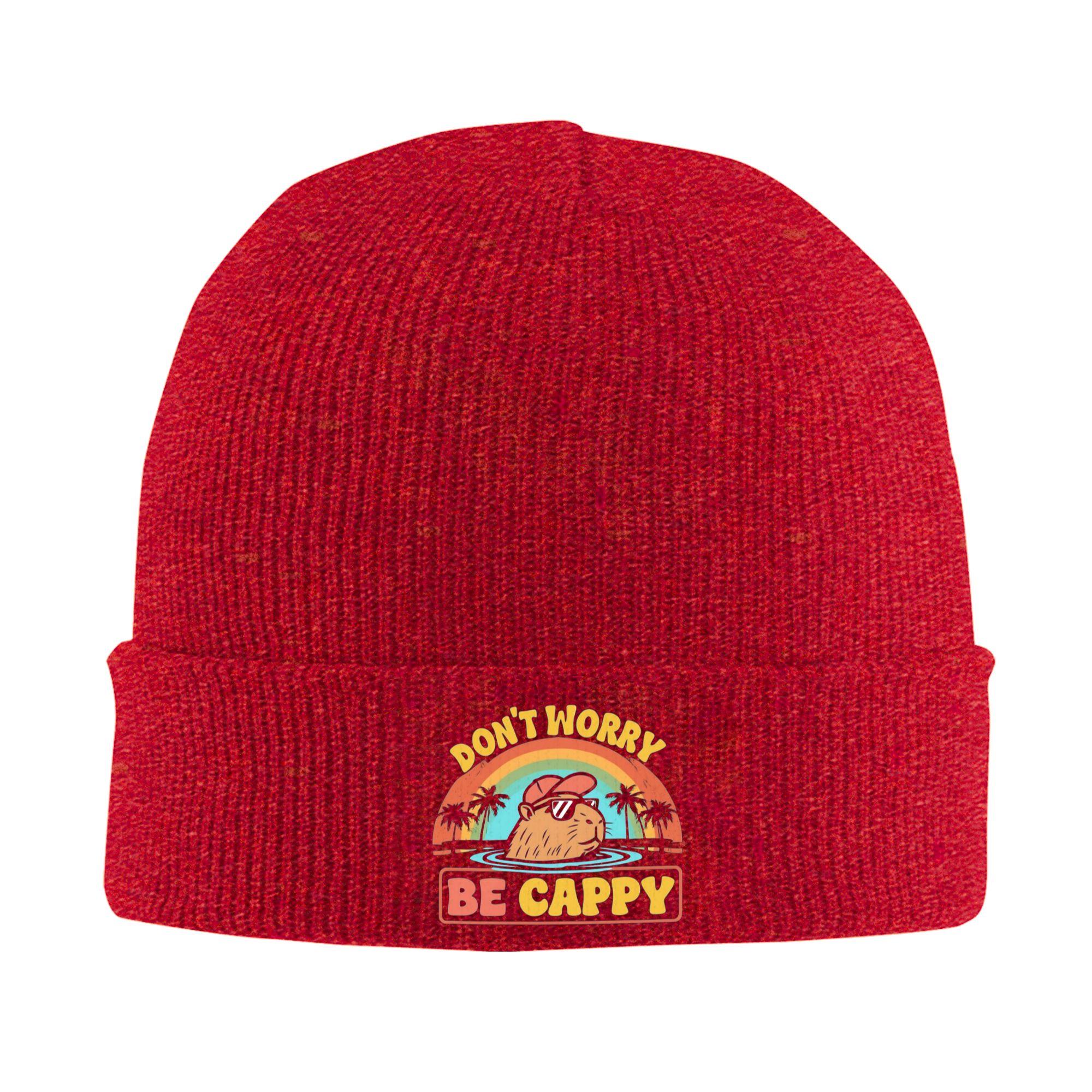 

Embrace the Capybara Craze Dont Worry be Cappy Winter Skullies Beanies Hat Warm Autumn Knitted Hats Bonnet Caps for Women Men One Size