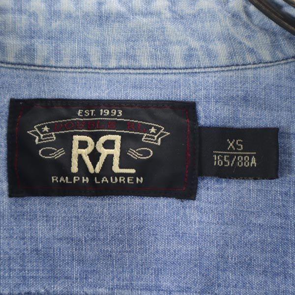 RRL One Star Long sleeve Chambray shirt XS RALPH LAUREN Chin Strap Men's Used