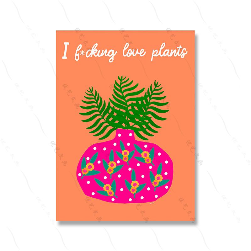 Abstrakte Vase Indoor Leinwand Malerei Kunst Wand Blumentopf Lustige Frau Bunte Blume Poster Bild Drucken Wohnzimmer Wohnkultur