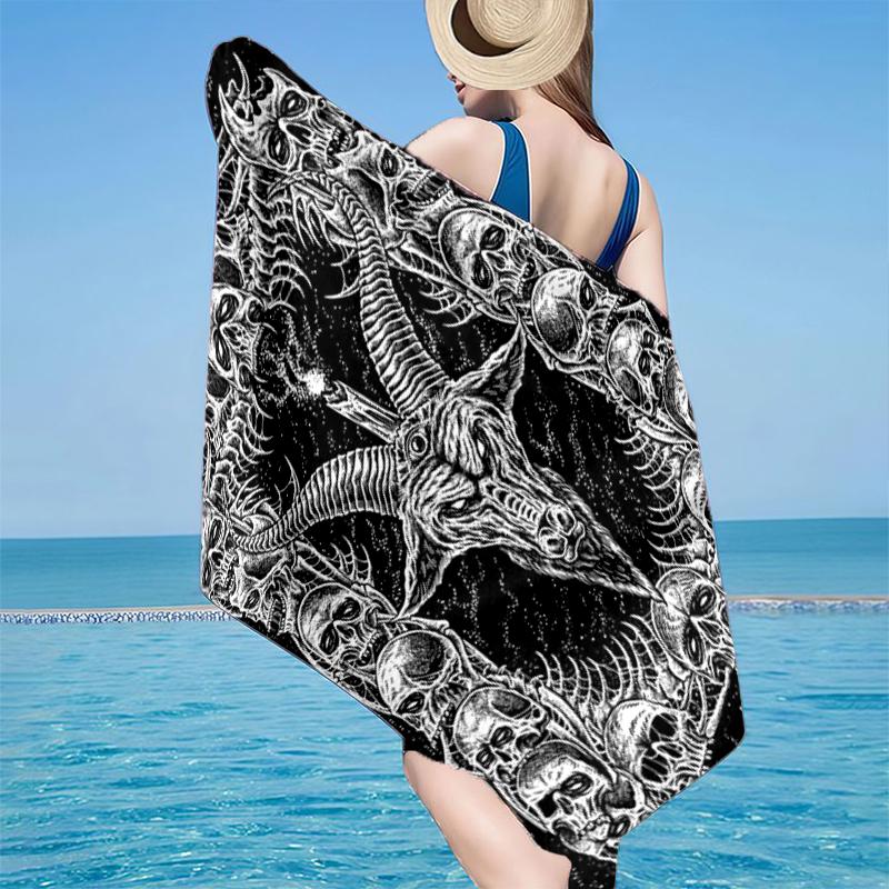 Totenkopf Gotischer Ziegenkopf Strandtuch, Super Weiche Mikrofaser, Geschenk für Sie/Ihn, Geburtstag, für Pool, Strand, Reisen, Heimdekoration Fan Geschenke