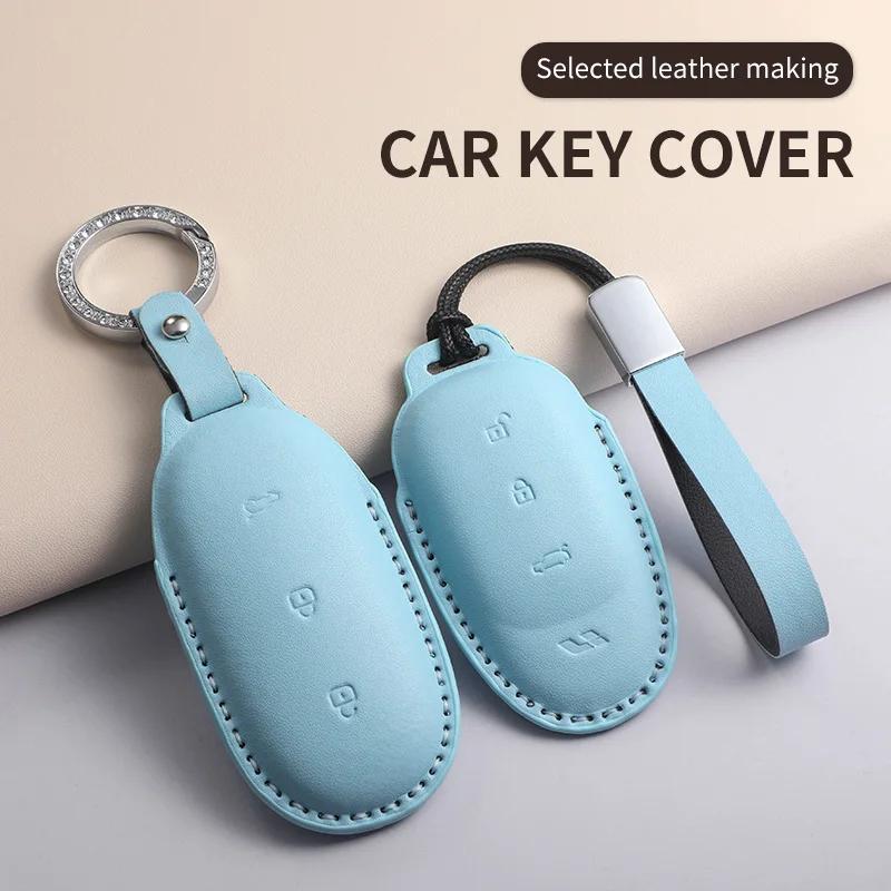 Pu Leather Car Key Case Cover For Lixiang L9 L8 L7 L6 Anti-Scratch Car Smart Remote Key Shell Protecter Decorative Accessories
