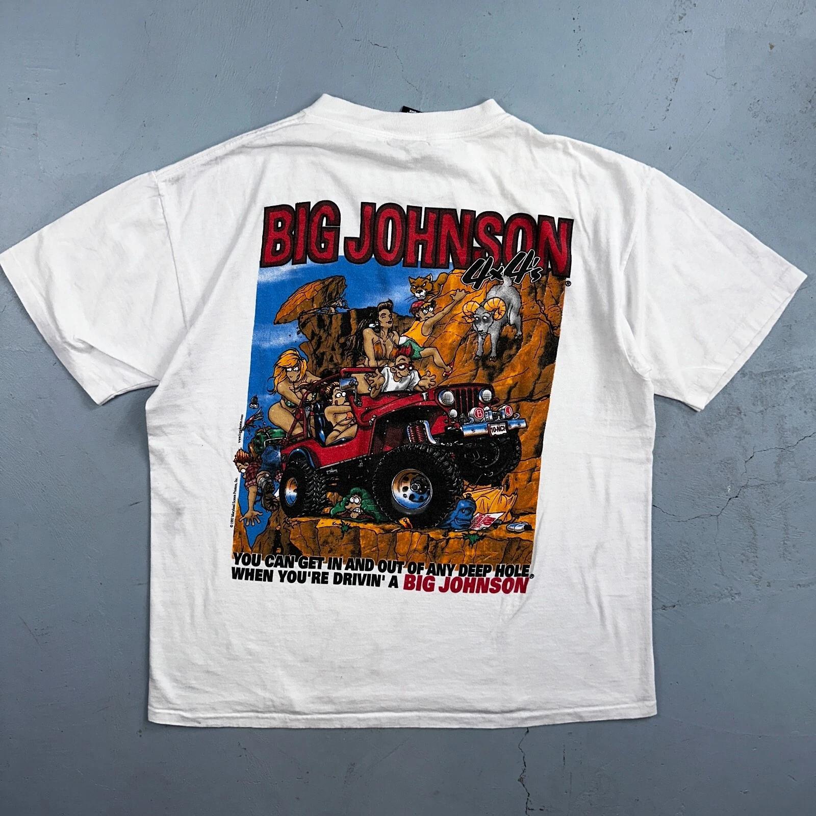 Big Johnson VTG 1997 Racing Naughty Humor Joke Single Stitch 90s Trucks Funny L