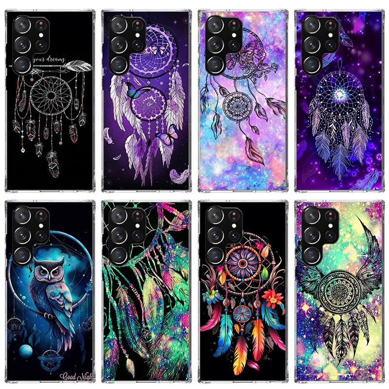Retro Feather Dreamcatcher Phone Case For Samsung Galaxy S23 S24 S25 Edge S26 Ultra S22 + S21 Plus S20 FE Cover Silicone Print S