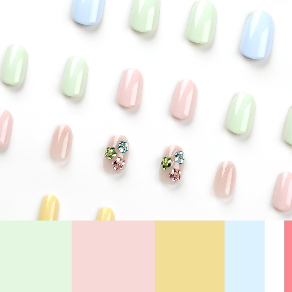 Solid Color Short Round Easter Press-On Nails - Wearable Nail Art Stickers