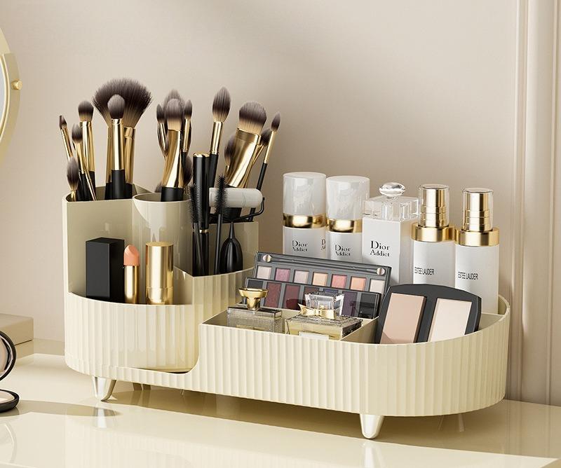 Creative Large Rotary Brush Holder Makeup Brush Lipstick Foam Tissue Makeup Box Large Capacity Cosmetics Finishing Storage Box