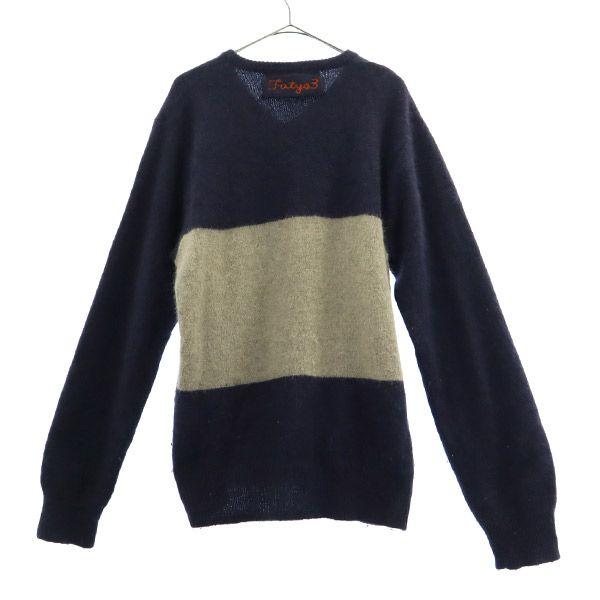 Fat Switching Long Sleeve Wool Blend Knit Sweater with Embroidered Logo Men's Used