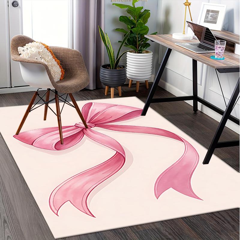 Pink Bow Theme Office Carpet Chair Mat Large Size, Non Slip Desk Pad for Home Decor, Sofa Rug, Office Use, Gift Idea for Any Room