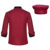 Veste de chef à manches longues unisexe couleur contrastée manteau de cuisine professionnel uniforme de cuisinier restaurant hôtel avec chapeau amovible