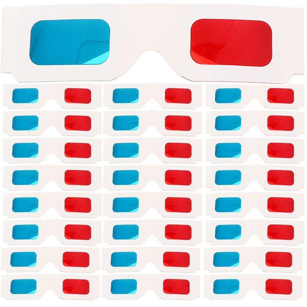 60pcs 3D Blue Glasses Disposable Paper 3D Glasses Red Blue Frame Anaglyph Movie Viewing Lightweight Portable Home VR Device 5
