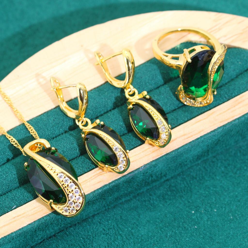 Ευρωπαϊκά και N Νυφικά Αξεσουάρ Δείπνου Μόδα Τρίποδο AAA Ζιργκόν Σκουλαρίκια Κρεμαστό Δαχτυλίδι Βραχιόλι