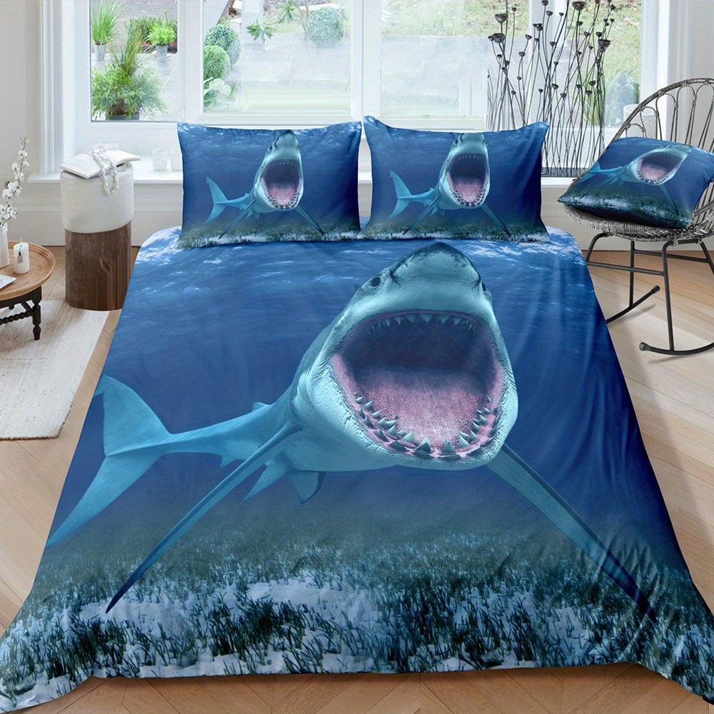 

Comforter 3Pcs Shark Mouth Bedding Set - Breathable Polyester & S Zip Closure All-Season Comfort -Queen/King Sizes Comforter (quilt)-EU Single(135*200cm)3pcs