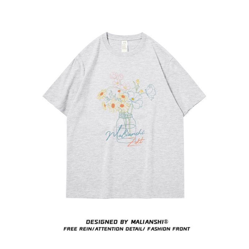 

Women s Plus Size American Retro Cotton Short Sleeve T-Shirt - Loose Fit, Unique Painting Design, Perfect for Couples XL (116-130 lbs) білий/сірий колір