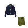 GUCCI GUCCI GG Embroidered Wool Cardigan Knitted Top Navy 576815-XKAOW-4440