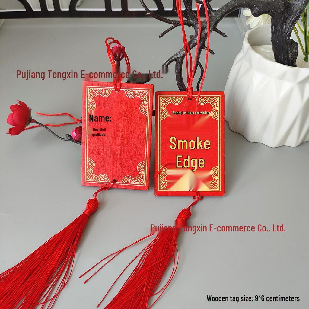 Handwritten Wooden Blessing Plaque Hanging Decoration - Customizable with Logo for Temples and Scenic Areas