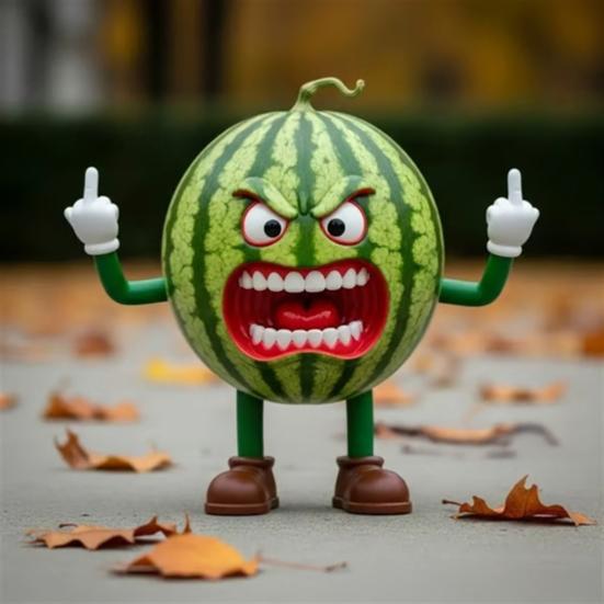 Angry Fruit Figurine Flipping The Bird Fruit Series Resin Ornament Stress Relief Middle Finger Fruit Statue for Office Desk Decoration