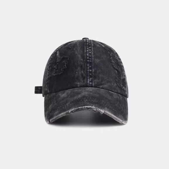 

Осенняя новая универсальная поточная персонализированная ретро бейсболка с отверстиями для мытья старой кепки для мужчин и женщин M（56-58cm） чёрный