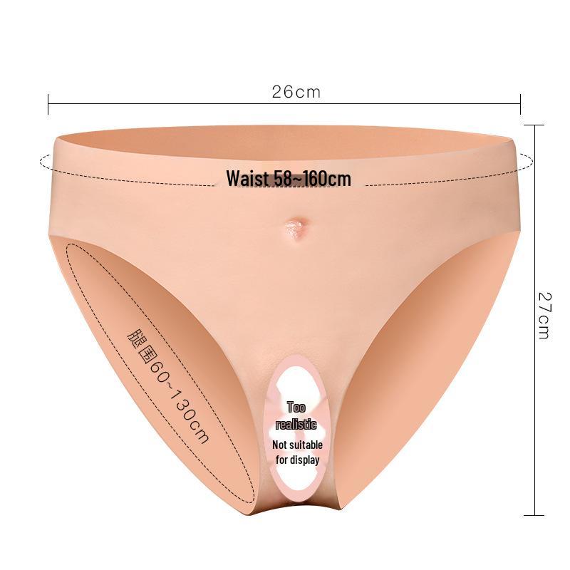 Dlouhé silikonové kalhotky Vagina pro lesby - Měkká nositelná intimní hračka