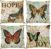 Set Of 4 Pcs Peacock Print Cushion Cover Sturdy Linen Throw Pillows For Couch Set Of 4 Peacock Covers Decorative Pillowcase