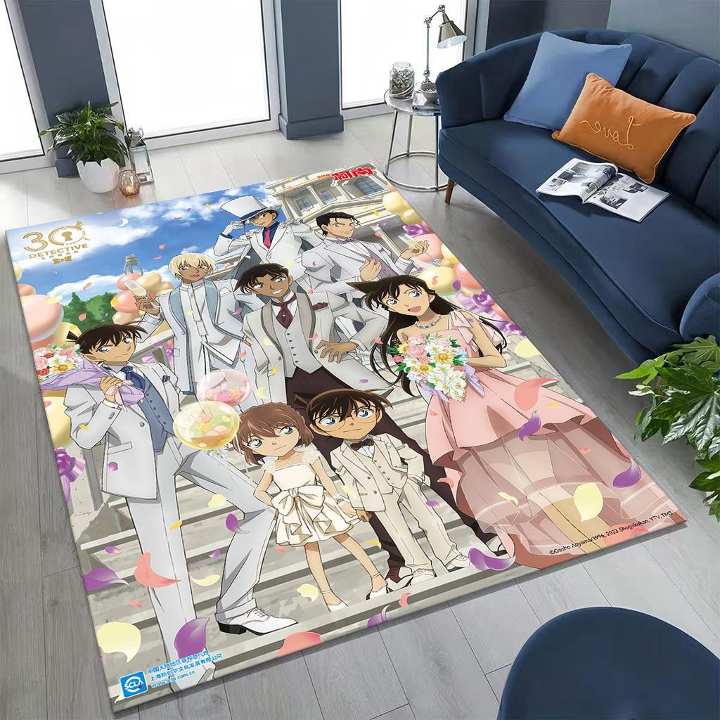 Retro Anime Detective Conan Cartoon Rug for Bedroom Living Room Sofa Home Doormat Decor,Kids Play Non-slip Floor Mat Gift