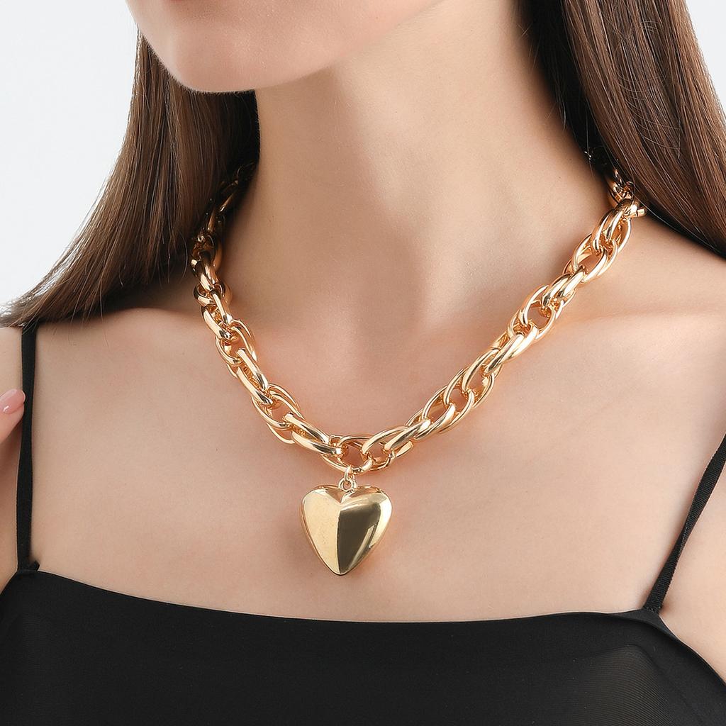 Layered   Heart Necklace O Shaped Fashionable Personalities   Necklace for Women