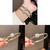 Gold Plated Zircon Square Bracelet With Geometric Design For Elegant Women