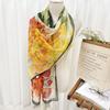 Summer Embroidered Silk Scarf Breathable Sun-Resistant Long Wraps Smooth Silk Bandana for Women