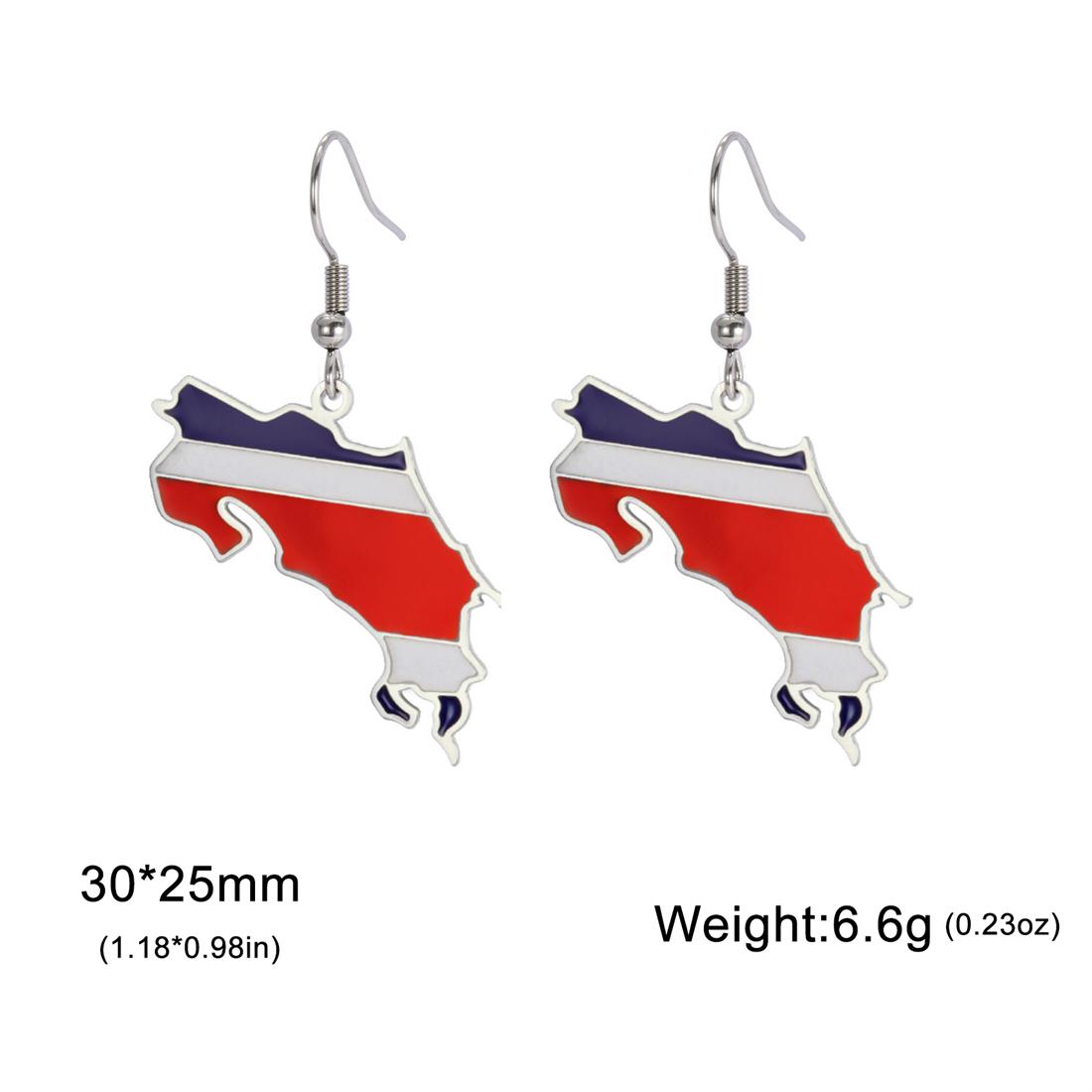 Drip Oil Costa Rica Map Earrings For Women Stainless Steel Costa Rica Flag Pendant Charm Fashion Party Jewelry Gifts