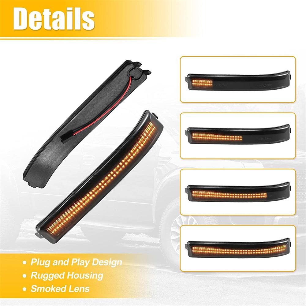 1 Pair Amber Sequential LED Side Mirror Turn Signal Light For Ford F-150 2009-14