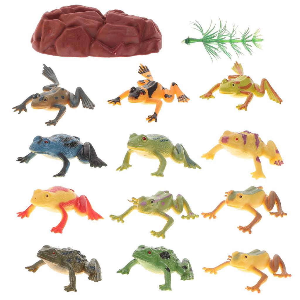 STOBOK Reptile Figurines, Frog Models, Living Frog Figurines, Plastic Reptile Frog Models, Miniature Animal Figures, Scenery, Gift, Set of 12