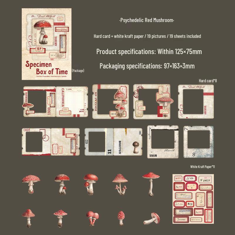 A Beautiful Daytime Specimen Box: Retro Border Material Pack with Journaling Collage Materials & 4 Types of Photo Frames