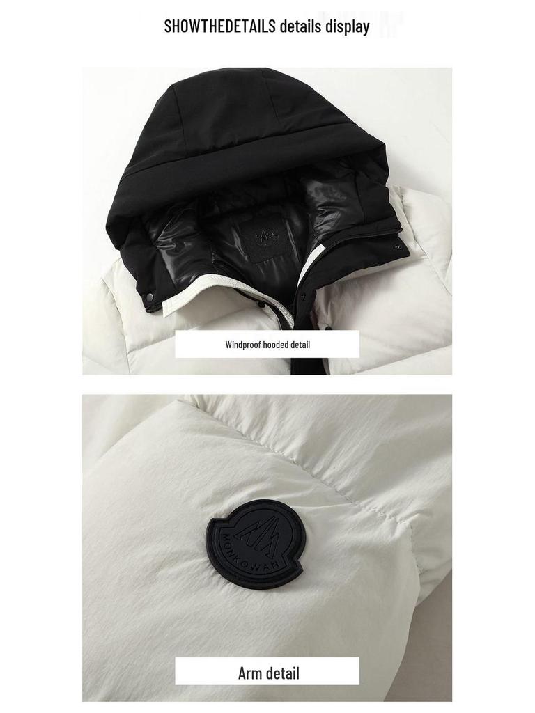 Winter Mengjia Black Warrior Daunenjacke: Unisex Kurzmantel mit Kapuze und dicken, warmen Entendaunen