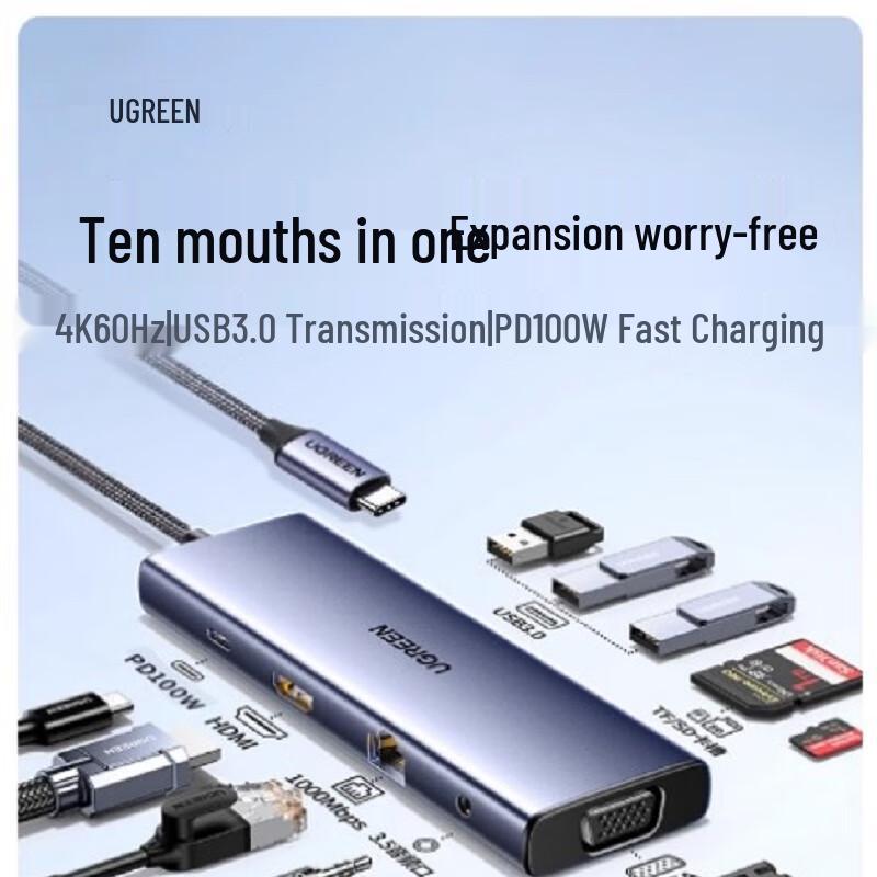 

UGREEN CM475 5-in-1 USB Multi-function Docking Station (CN version)