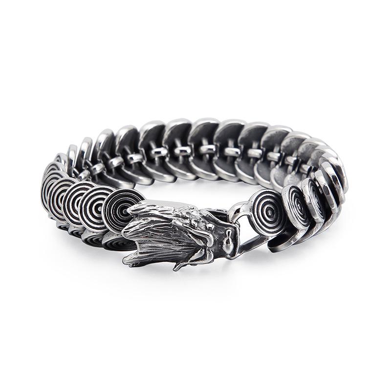 Men's Retro Titanium Steel Dragon Bracelet - European & American Fashion