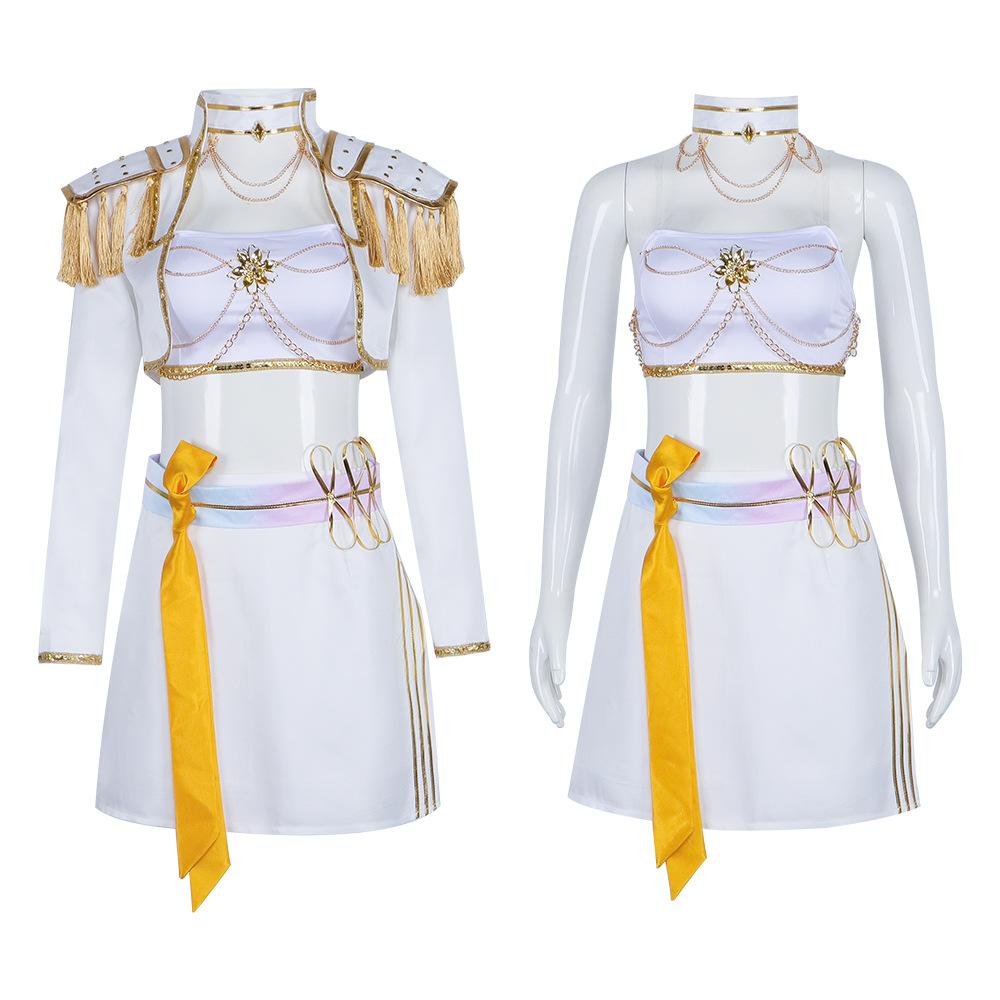 Dämonenjäger Cosplay Anzug K-Pop Koreanische Girl Group Rumi Weiß Spielendes Song Kostüm Bühnenperformance Cosplay Anzug