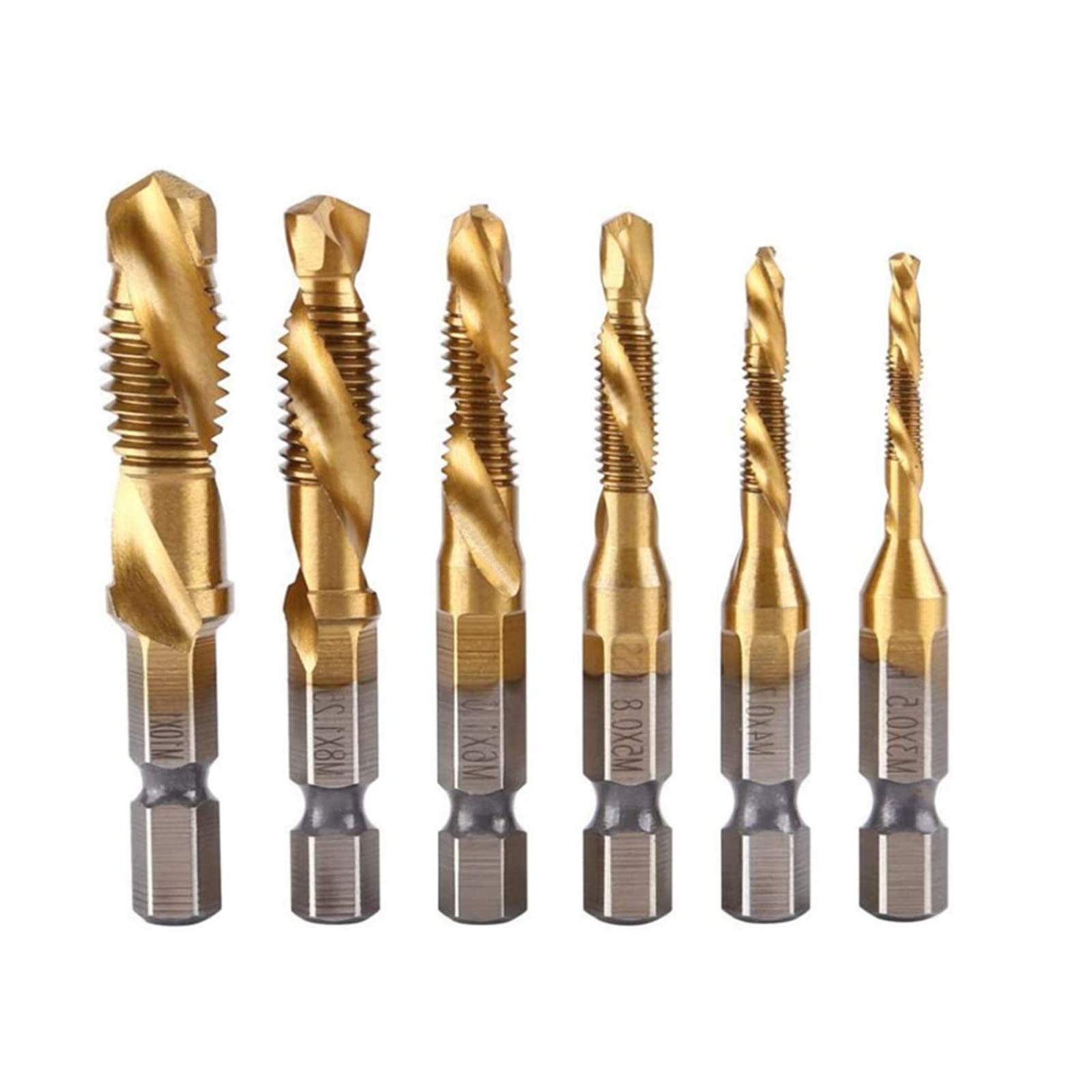 

YFFSFDC Drill Drill Hex Set of Chamfer Spiral HSS M10 Tap Drill Set Tap, Bit, Shank, 6, Tap, Multi-Function, Drilling, Threading, Tap, High-Speed