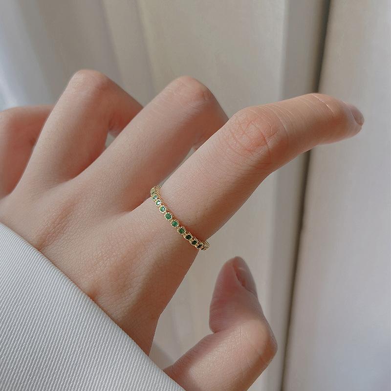New 925 Sterling Silver Green Zircon Ring Personality Charm Simple Style Woman Ring Party Gift for Friends Exquisite Jewelry