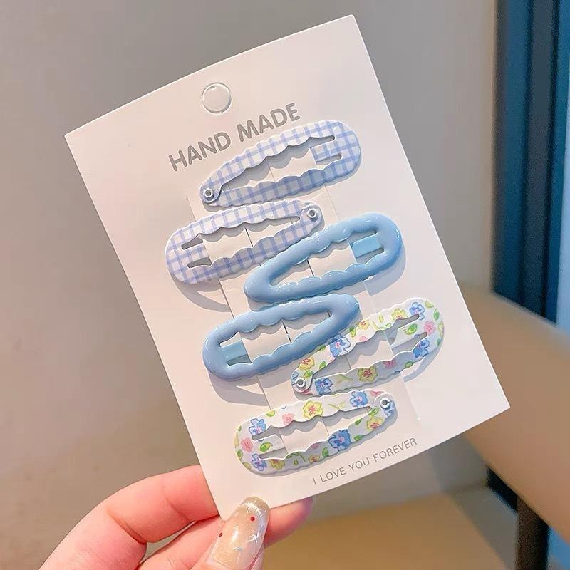 6Pcs/set Fruit Print BB Clip Baby Girls Bangs Side Clip Children's Hairpins Plaid Hair Clips Barrettes Headwear Hair Accessories