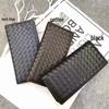 Unisex Genuine Leather Handmade Woven Long Wallet with Sheepskin, Lightweight and Large Capacity Card Holder.
