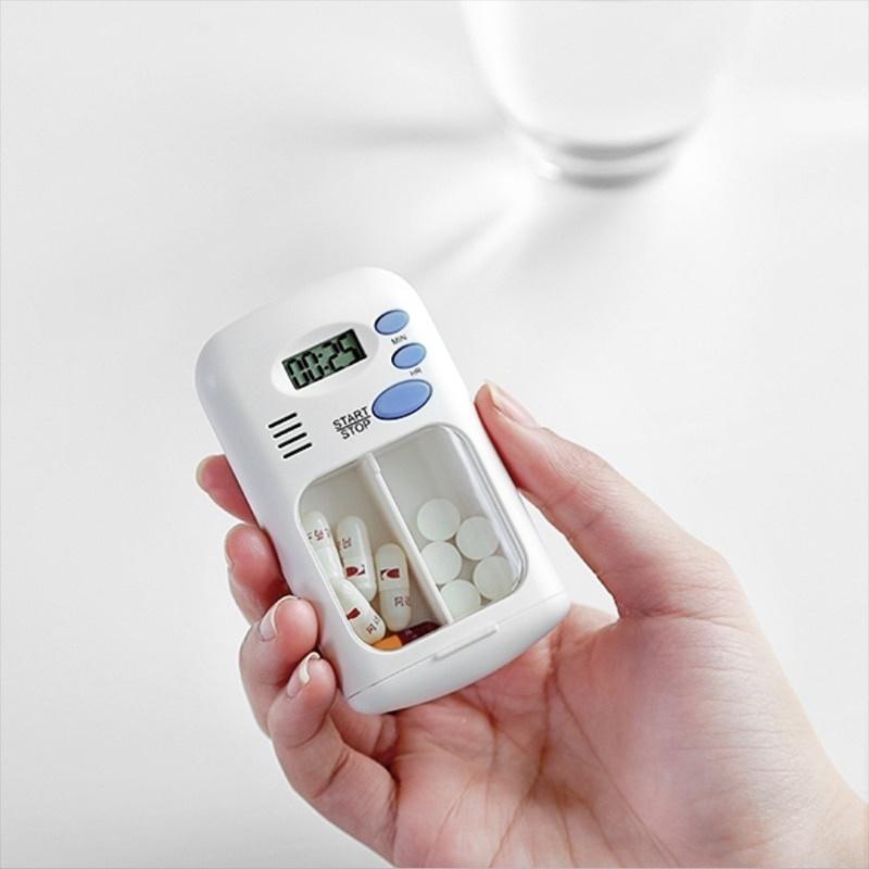 Mini Portable Pill Reminder Drug Alarm Timer Electronic Box Organizer LED Display Alarm Clock Remind. Silver