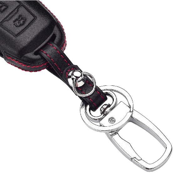 ROYALFOX(TM 2/3 Buttons Leather Flip Remote Key Fob Case Cover for 2015 2016 2017 2018 2019 Ford F150 F250,Focus 3 Escort Kuga Everest Fiesta Mustang