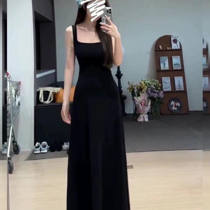 Maillard Haute Couture Design Temperament Solid Color Waist Dress Women's Waist Long Skirt Female A-line Little Mother Style Dress