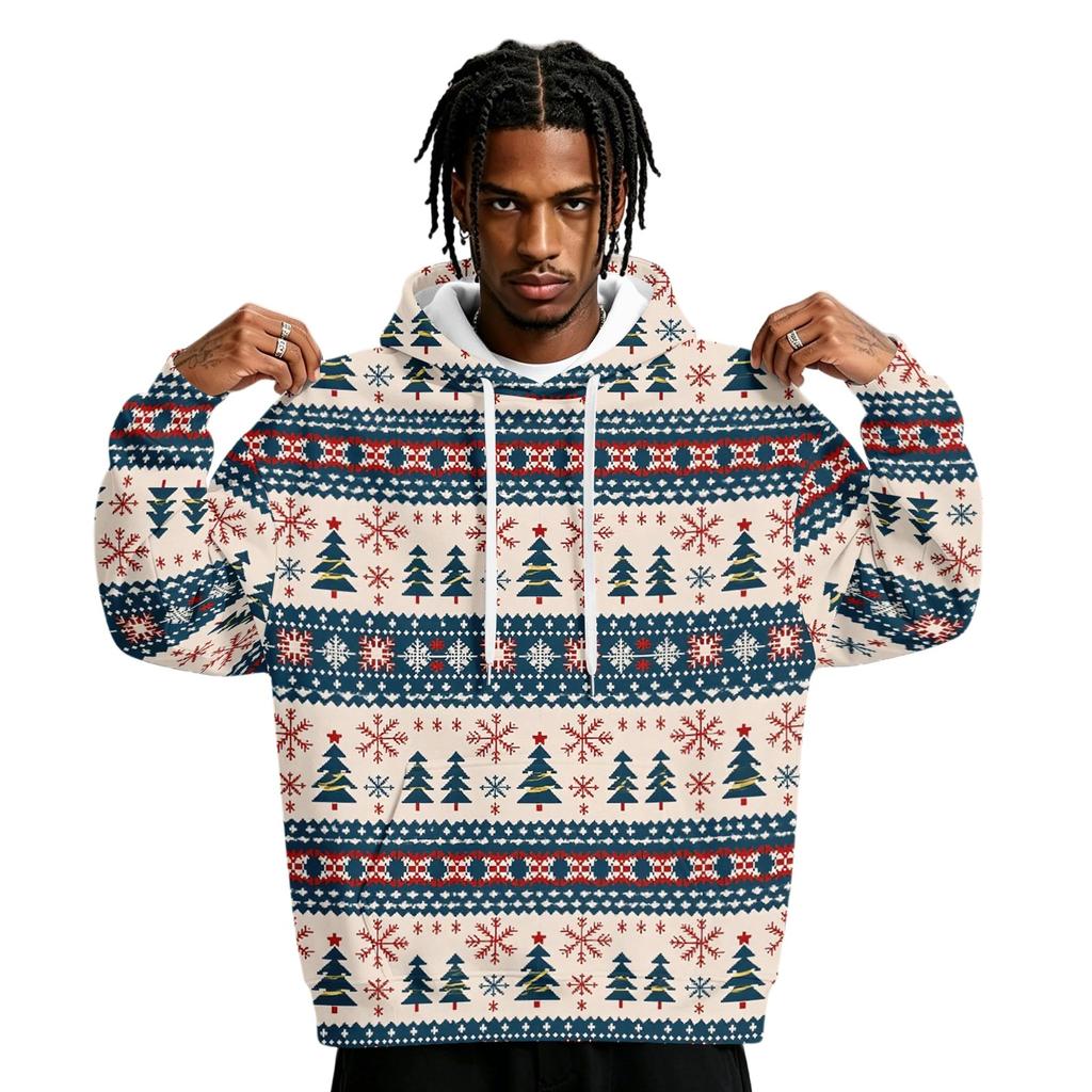 Men's Hooded Sweatshirt with Pockets Christmas Print